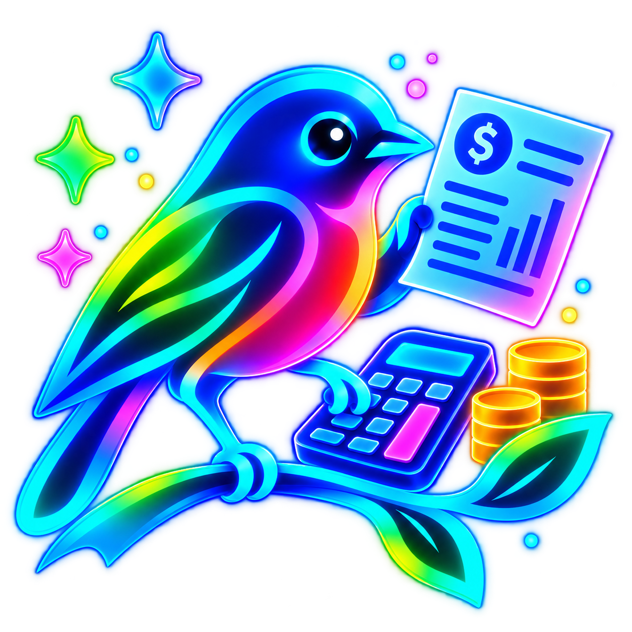 Tally holding payroll, calculator, and financial icons